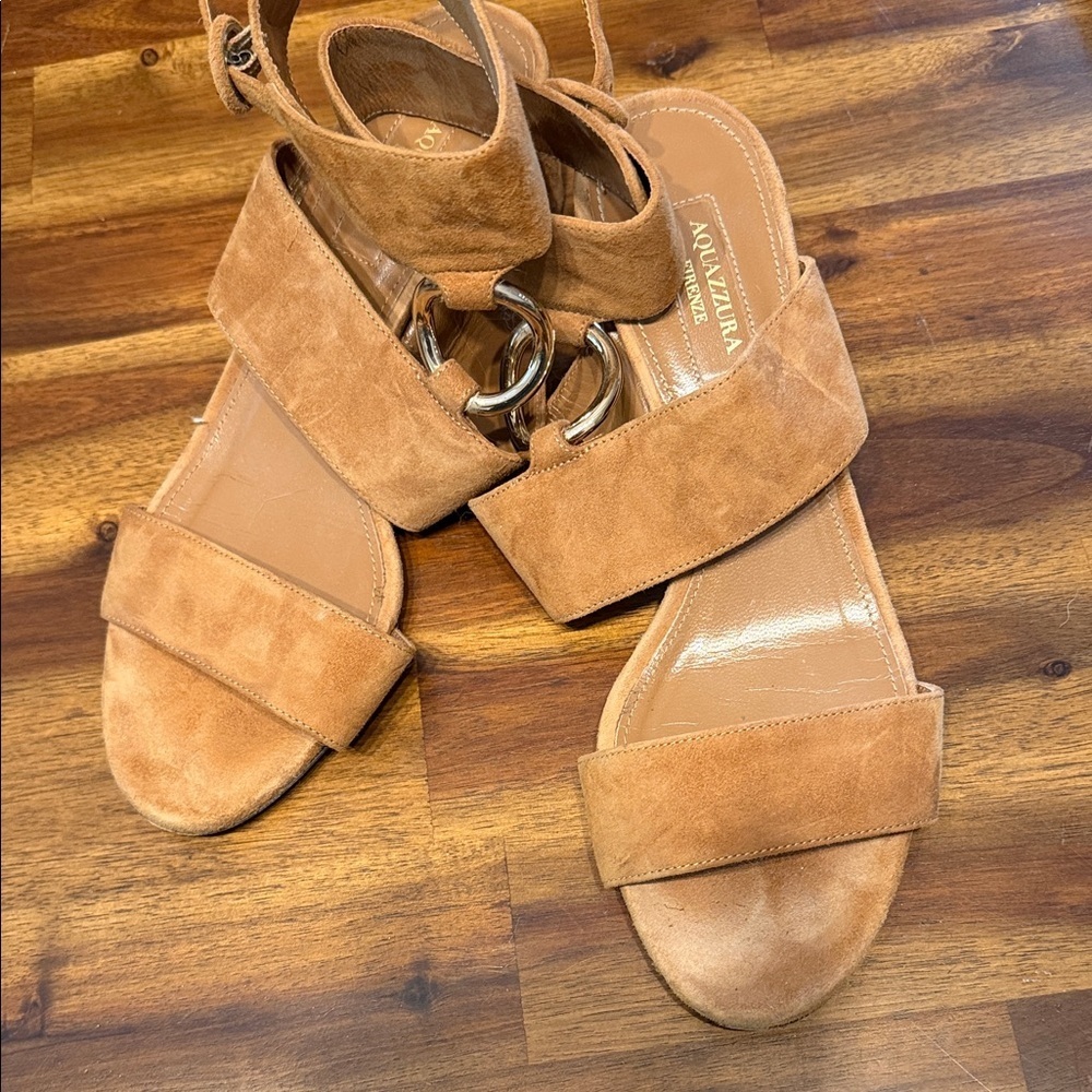 Aquazzura Safari Suede Sandals in Camel size 38 - Picture 3 of 6